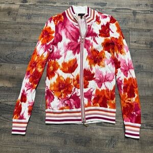 Escada Floral Zip Down Pink Orange White Floral Women's Size 34 Jacket